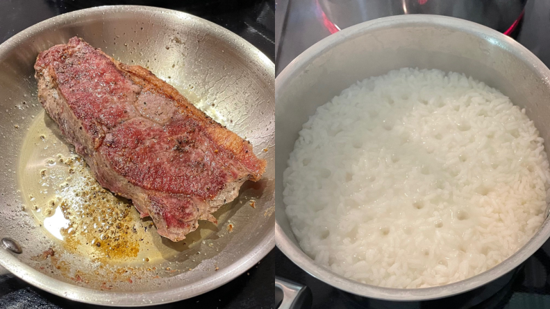 Even heat distribution in each Ninja pan yields perfect results when searing proteins.