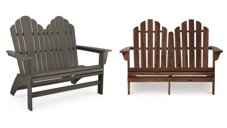 two different double Adirondack chairs