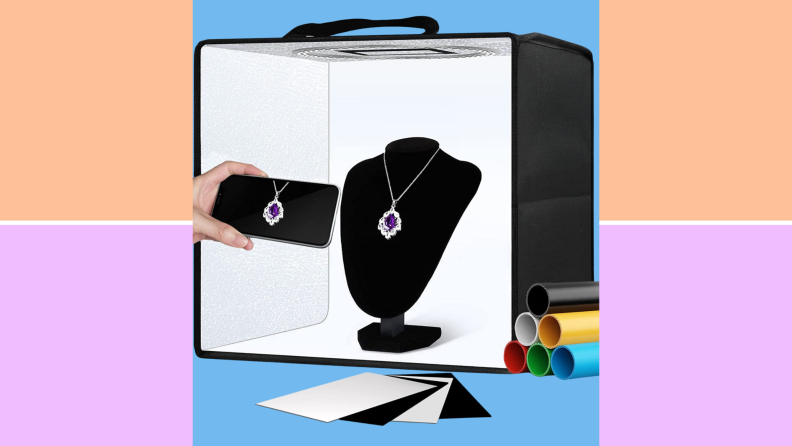 Product image of the Glendan Portable Photo Studio Light Box on a Reviewed background.
