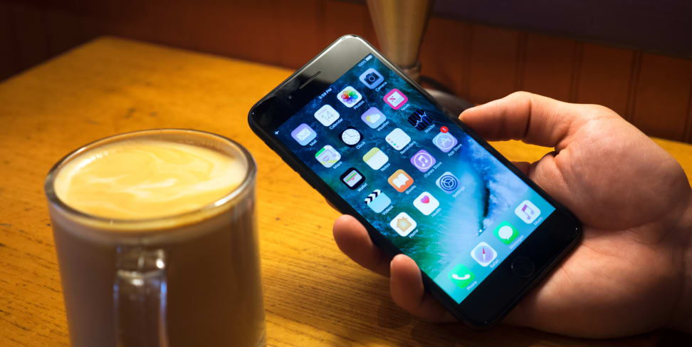 The iPhone 7 Plus being used at a café