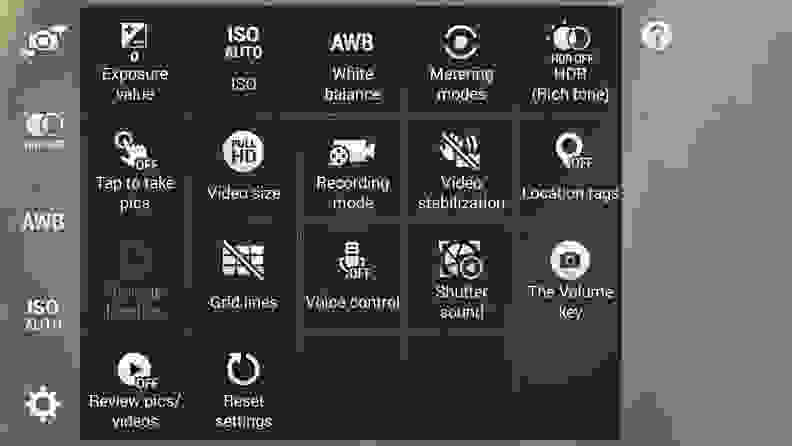 A screenshot of the Samsung Galaxy Note 4's camera menu.