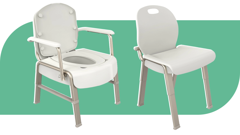 Front and side view CVS Health 3-in-1 Comfort Commode.