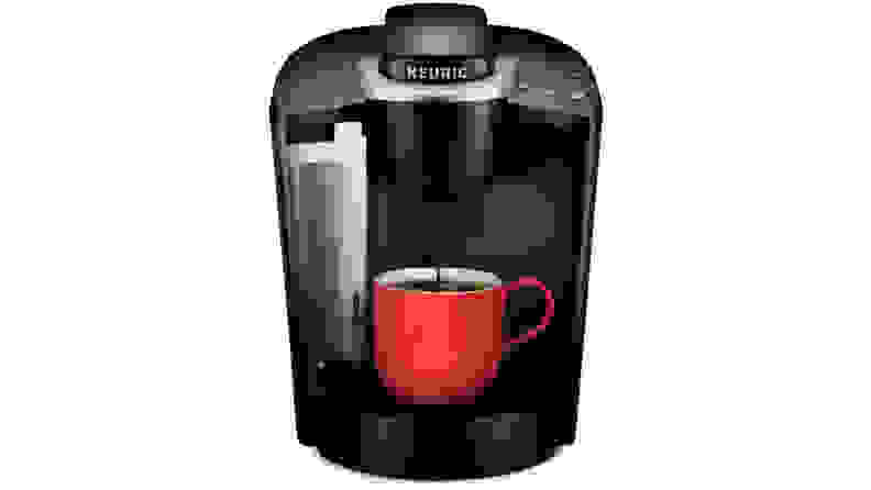A black Keurig Classic single-serve coffee maker.