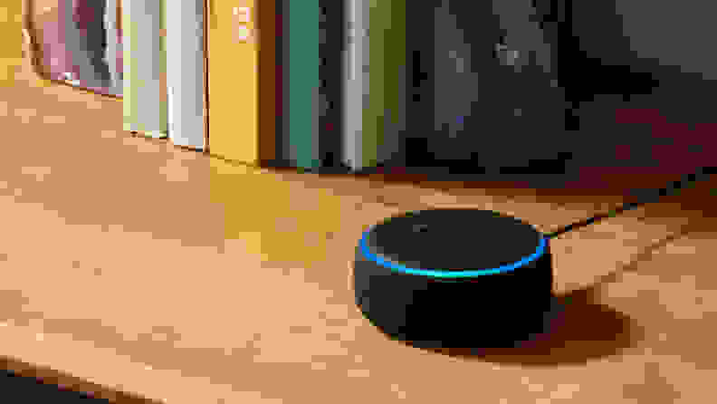 A photo of the Amazon Echo Dot.