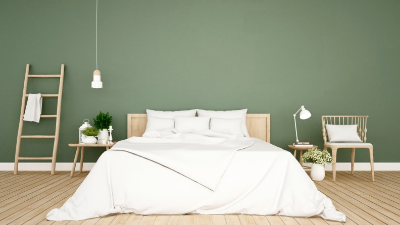 Refreshing and restful, a green bedroom puts you in a positive mood.