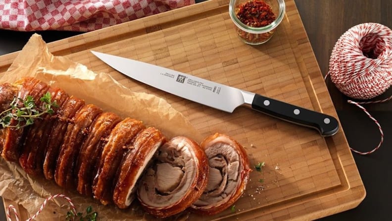 You should always use a cutting board with your knives.