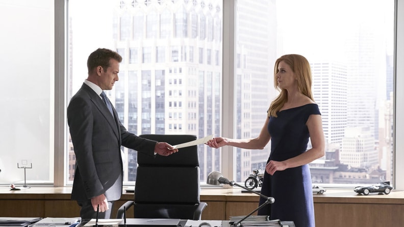 Gabriel Macht and Sarah Rafferty in Suits.