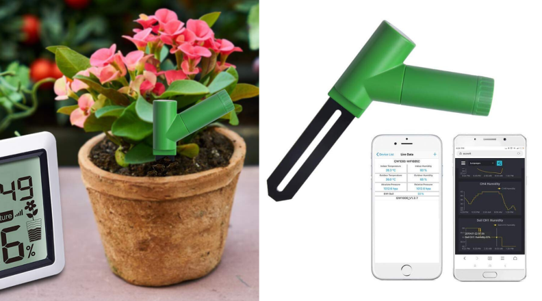 This soil sensor ends information about the moisture levels in soil to your phone.
