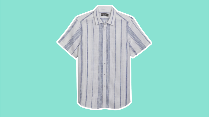 A striped linen mens shirt