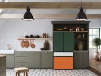 One of Samsung's Bespoke French-door refrigerators in a modern kitchen.