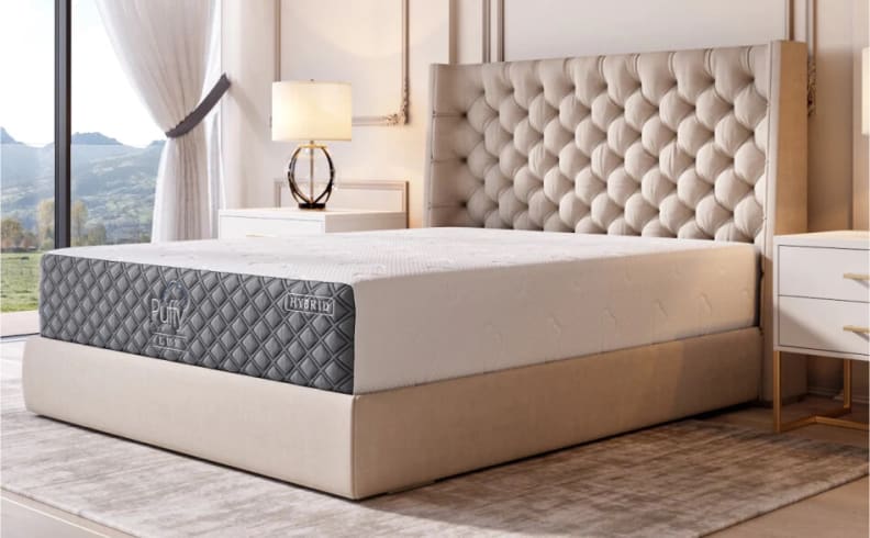 Puffy Lux mattress in a bedroom setup