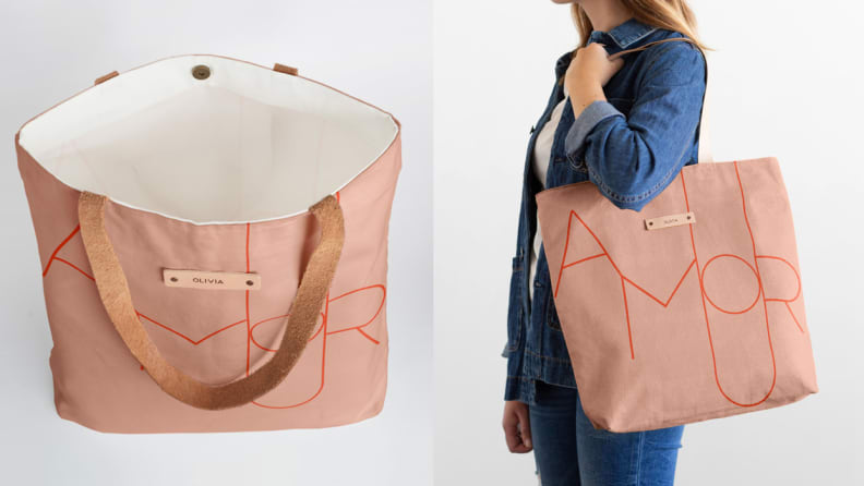 Tote bag on shoulder