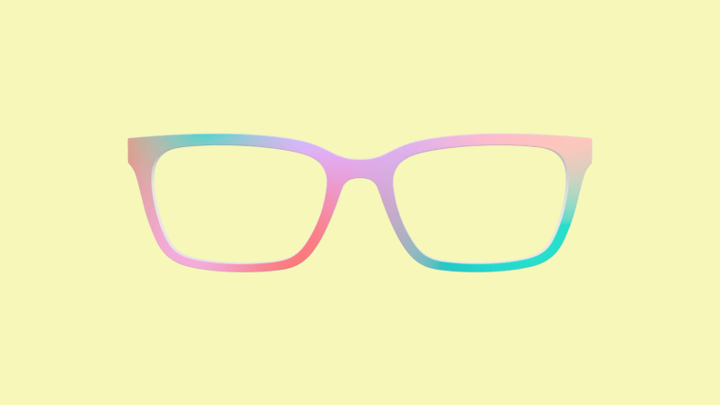 top of glasses on yellow background