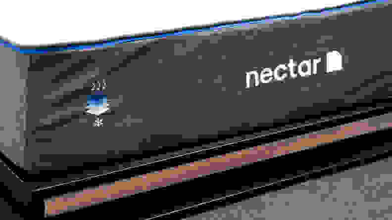 View of side of Nectar mattress.