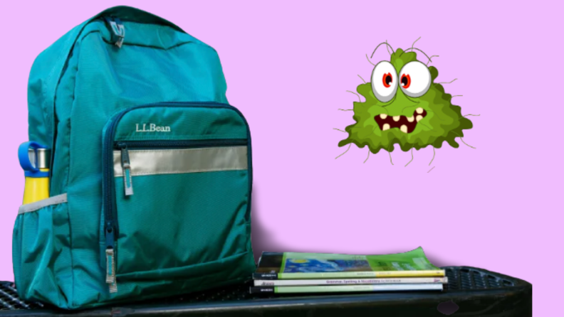 An L.L. Bean backpack and a happy germ