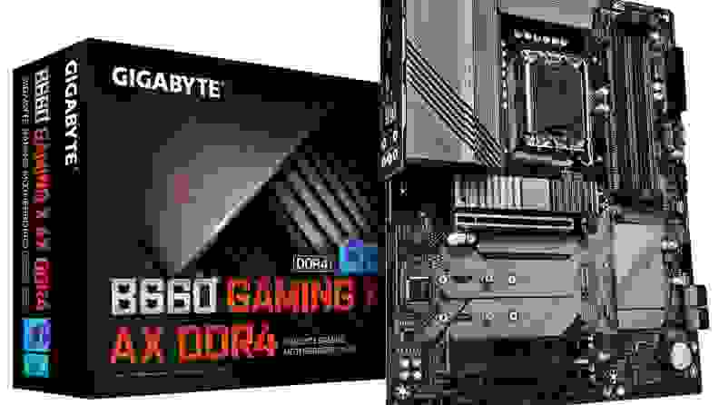 The Gigabyte B660 motherboard.