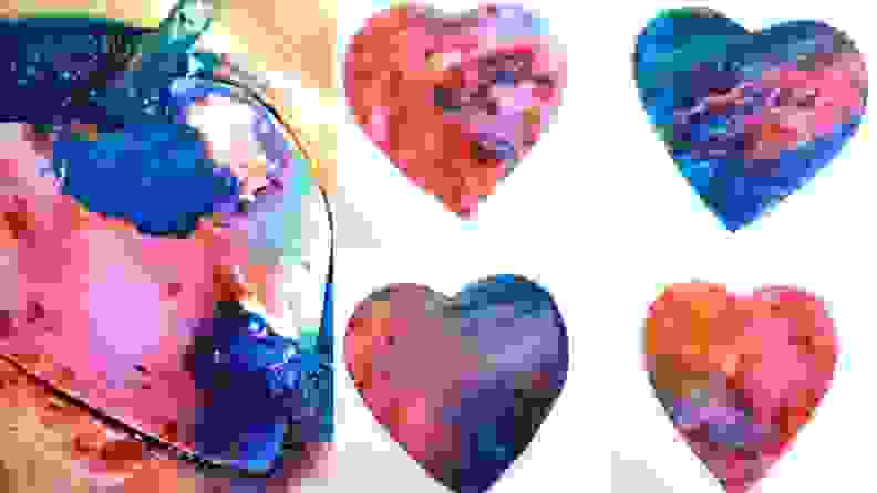 A multicolored heart craft.