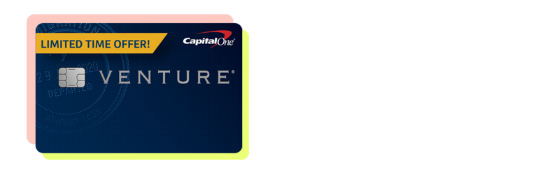 一个资本一个风险投资奖励信用卡与粉红色和黄色边框