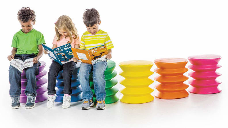 An ergonomic stool that's available in a wide variety of colors.