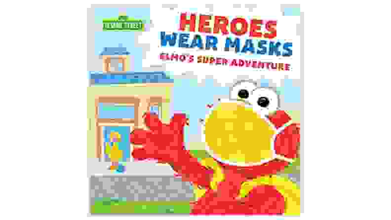 A book cover with Elmo wearing a mask