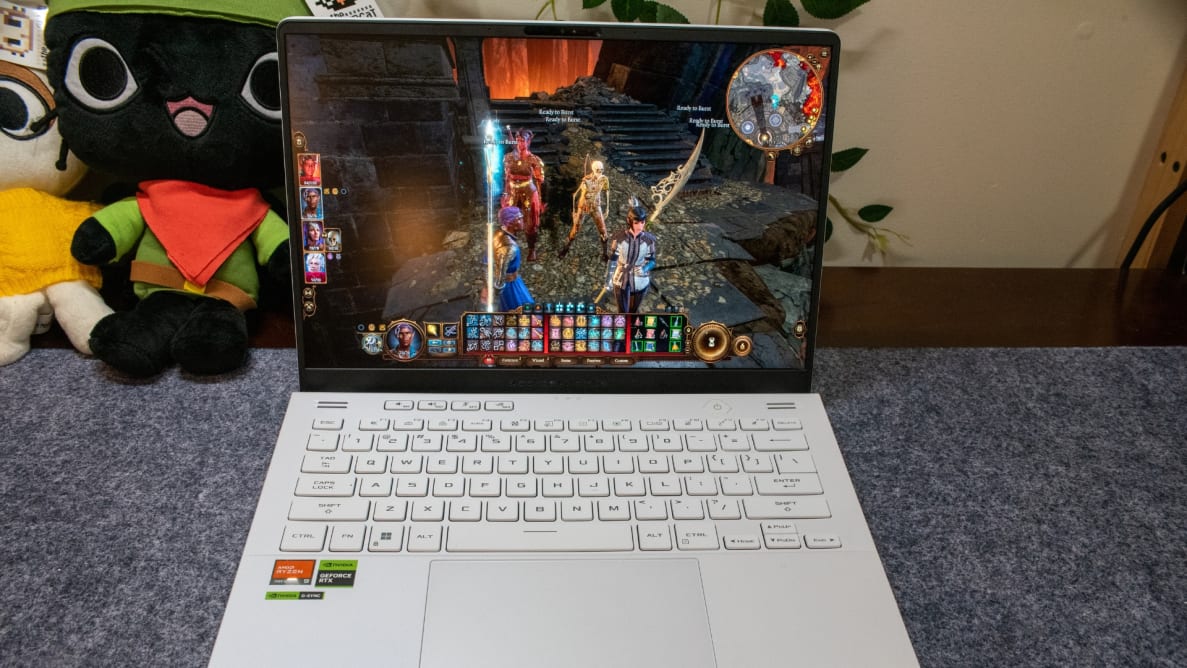The video game 'Baldur's Gate 3' being played on the Asus ROG Zephyrus G14.