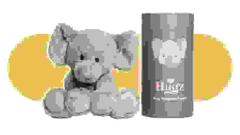 Product shot of Hugz weighted stuffed elephant.