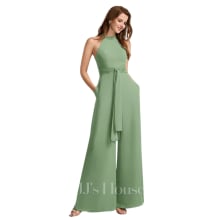 Product image of Jumpsuit High Neck Floor-Length Chiffon With Bow