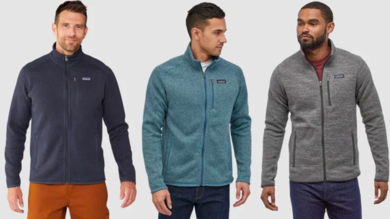 Three people wear Patagonia sweaters.