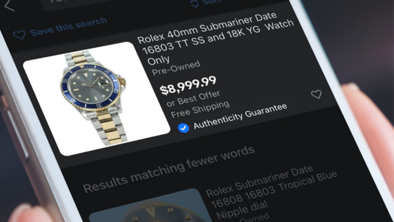 Screenshot of a luxury watch on a phone