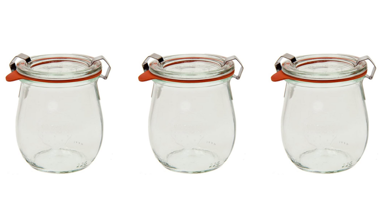 Three tulip Weck jars.