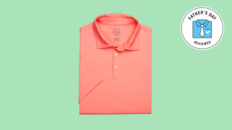 A coral-colored polo shirt.