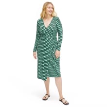 Product image of Long Sleeve Midi Arrow Geo Green Wrap Dress