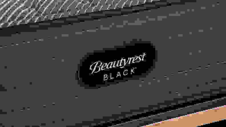 Close-up of the Beautyrest logo on the side of the mattress.