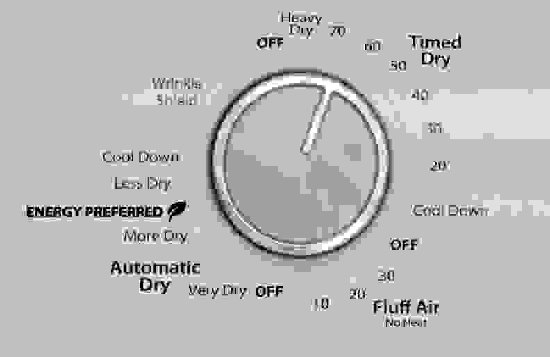 Crank controls mean the Whirlpool WED4815EW lacks a degree of precision found on models with digital displays.