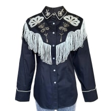 Product image of Rockmount Ranch Wear Vintage Fringe Black Embroidered Western Shirt