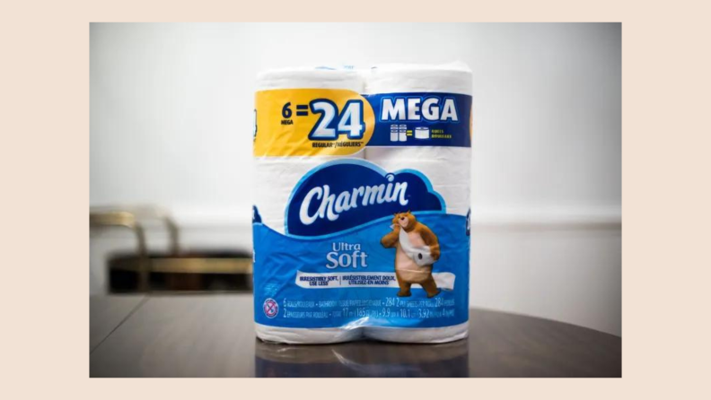 Charmin Ultra Soft sits on a counter