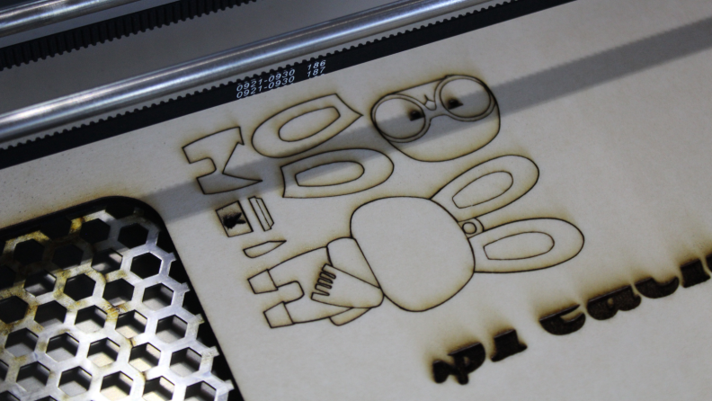 Rabbit being made with laser cutter