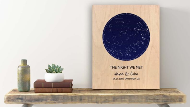 constellation map on wood