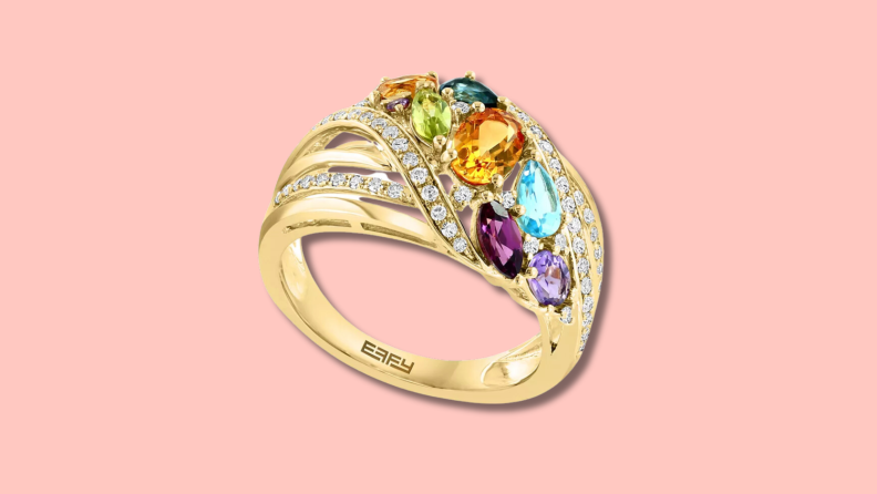 This Effy Collection Multi-Gemstone Cluster Ring features beautiful gemstones and diamonds.