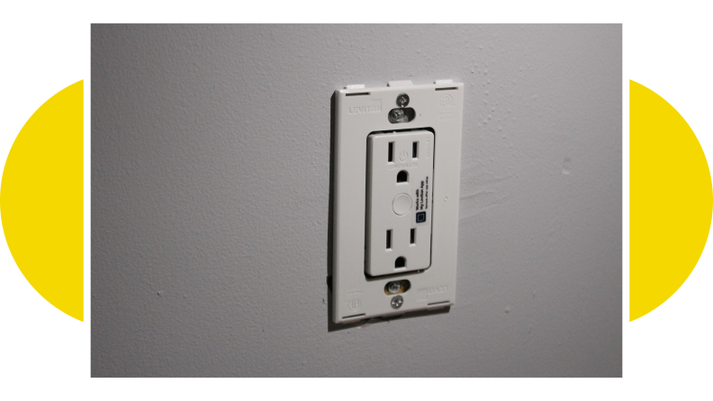 Close-up of an installed smart outlet.