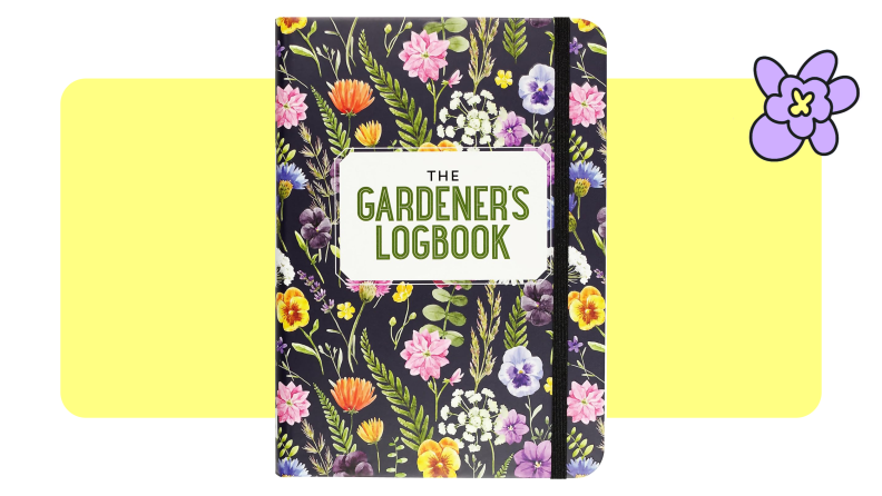 a floral notebook titles The Gardener's Logbook