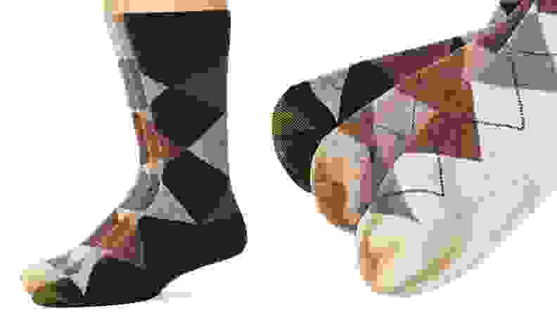 Argyle patterned socks from Gold Toe, close-up of Gold Toe socks.