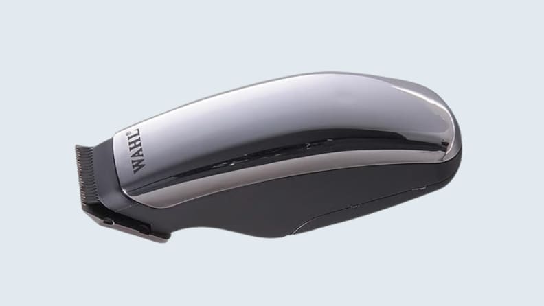 beard trimmer and kit on light blue background