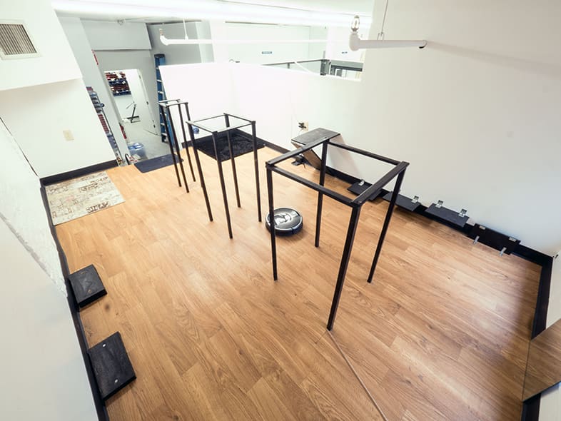 The robot vacuum cleaner testing arena.