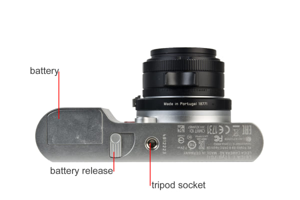 The bottom of the Leica T has a battery release, which means you no longer have to remove the entire base plate to get at the card and battery.