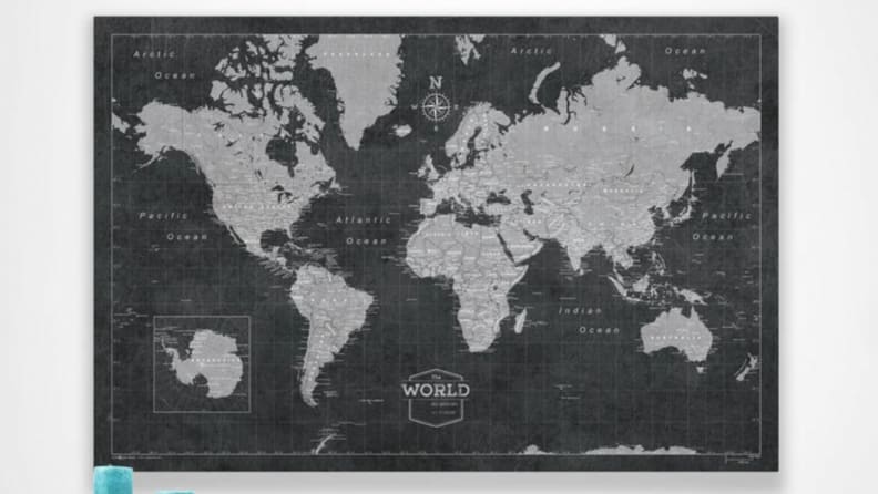 A black map of the world with gray land masses.