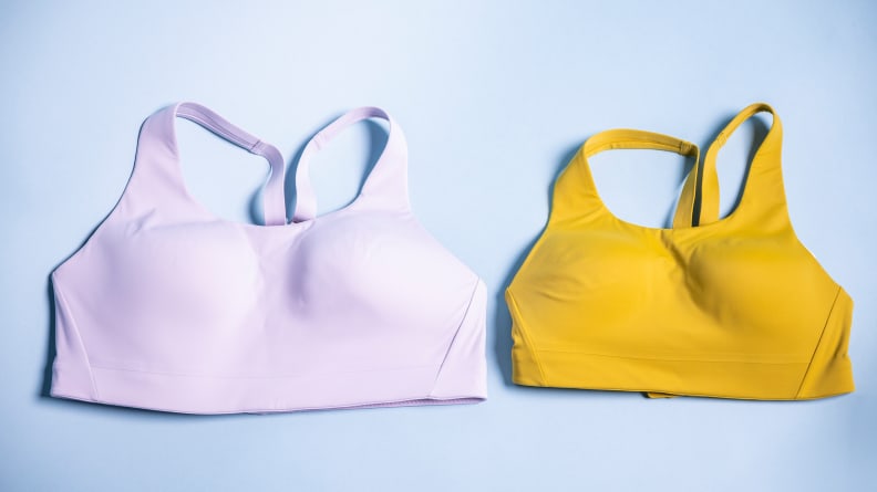 The Lululemon Energy in two sizes, one pink and one yellow, on a blue background.