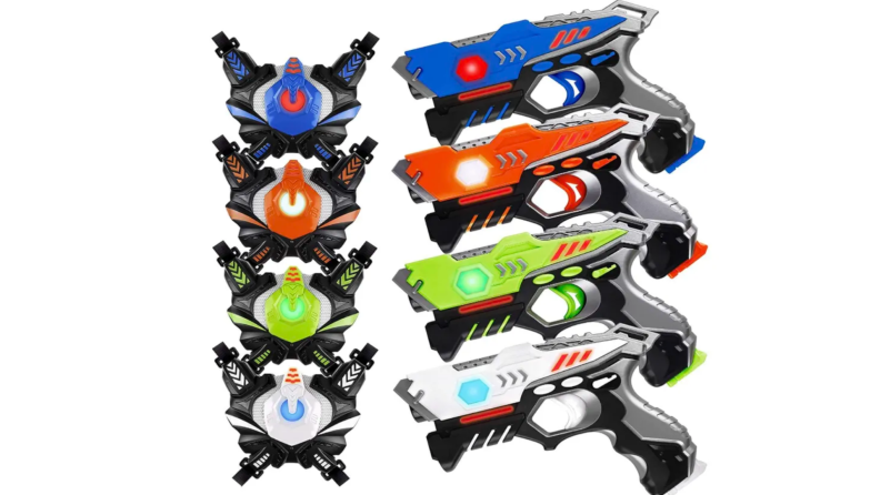 Four laser guns against a white background.