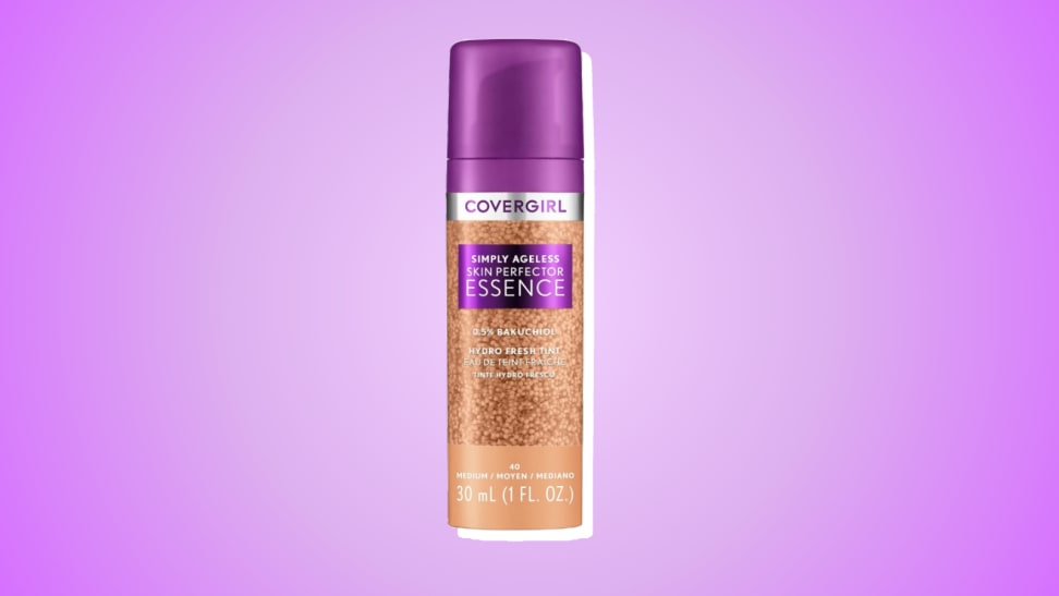 Covergirl Skin Perfector Essence against a purple background.