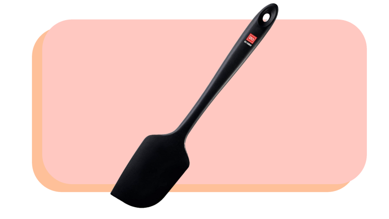 Black, silicone spatula.